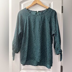 Papermoon Stitch Fix Green Geometric Pattern Blouse Size Large